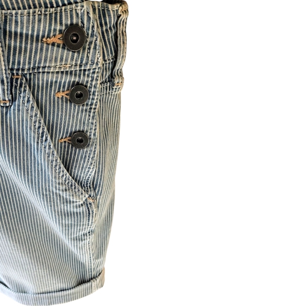 Torrid Size 18 Light Blue Denim Railroad Stripe Overall Shorts  with Pockets NWT - Picture 6 of 16